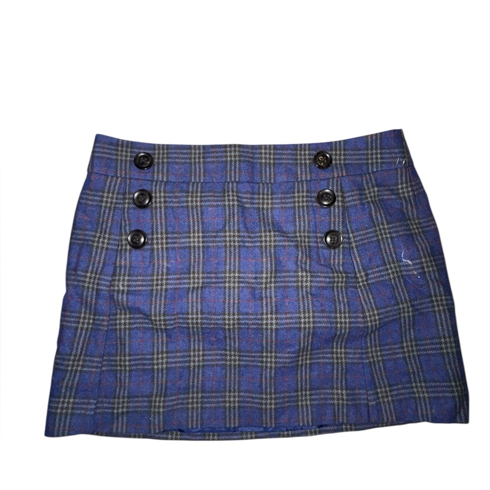 Vintage Gap Skirt size 14 Plaid Button-Detail Skirt - Blue and Black - Picture 2 of 3